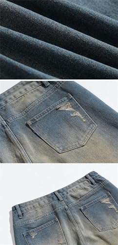 Men's Washed Denim Pants Loose Pants Straight Leg Trousers Jeans3