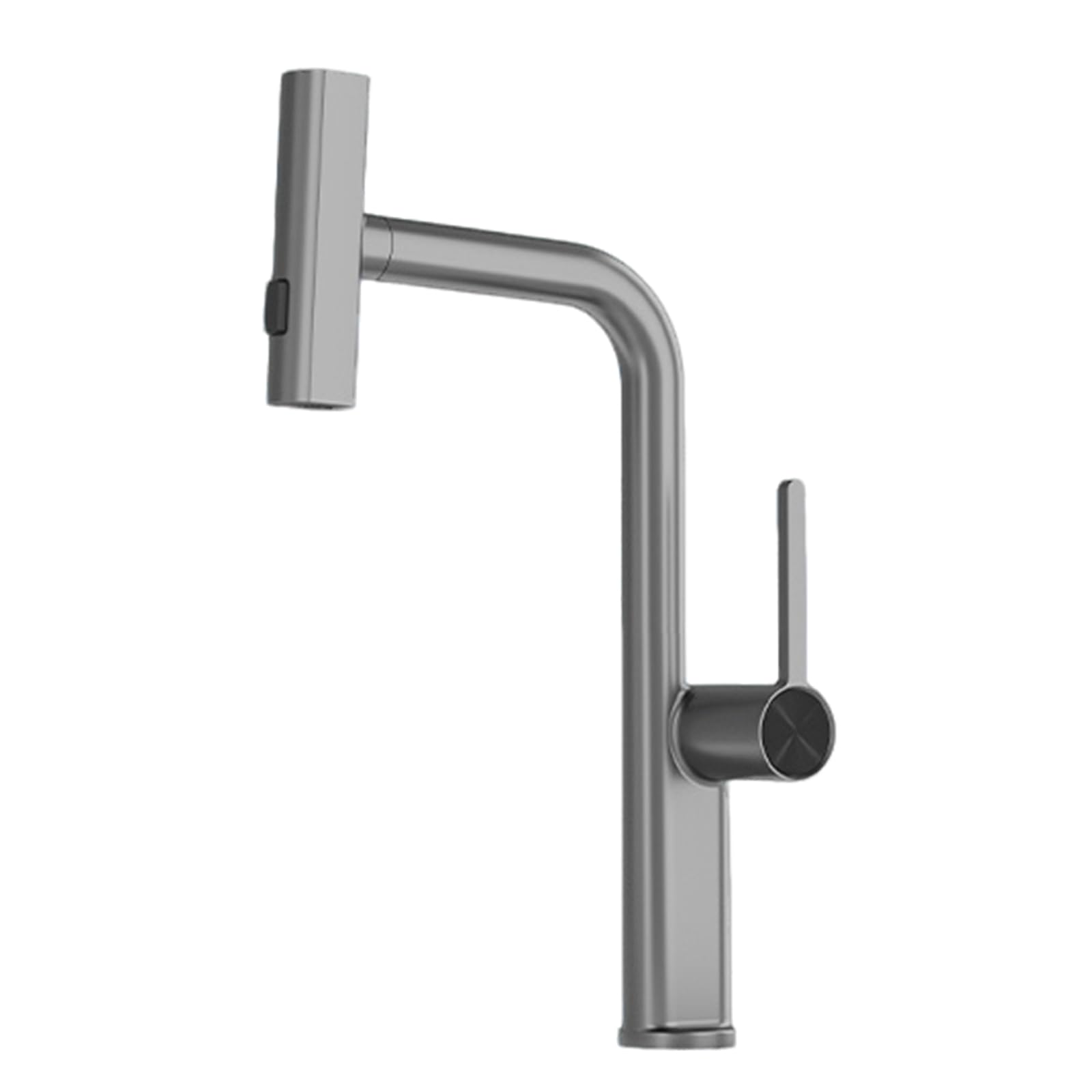Waterfall Kitchen Taps with Pull Out Spray 3 Modes 360° Swivel Tap Brass Single Lever Mixer 1 Hole,Grey