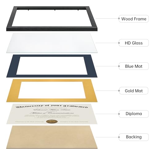 Image of upsimples Diploma Frame with HD Glass, 11x14 Black, 1 Pack