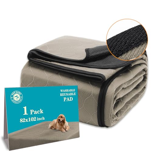 Image of Bunlitent Washable Pee Pads for Dogs 82 inch x 102 inch, Extra Large Reusable Puppy Pads, Dog Training Pads with Quick Dry, Anti-Slip Dog Pee Pads, Whelping Pads, Puppy Pad, 1 Pack, Brown
