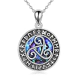 YFN Viking Jewelry for Women Triskele Necklace Sterling Silver Runes Triple Spiral Triskelion...