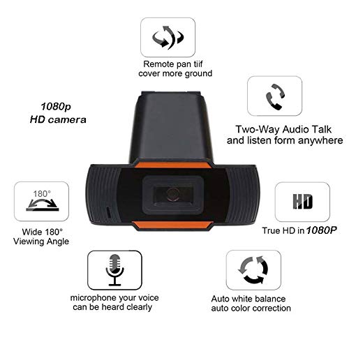 DishyKooker HD Webcam USB Camera Rotatable Video Recording Web Camera with Microphone for PC Compute