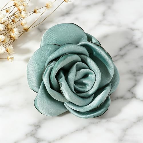 Image of Handmade Camellia Flower Boutonniere Stick Brooch for Women Bohemia Fabric Floral Lapel Pin Stylish Vintage Pin Corsage for Women Jewelry Gifts