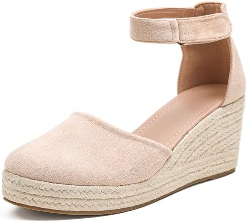 Womens Espadrilles Sandals, Closed Toe Platform for Women Ankle S...