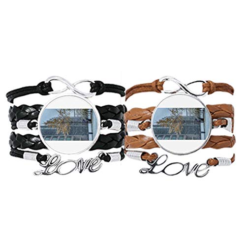 Pulsera de cuero con foto de ciudad nevada para regalo de aniversario