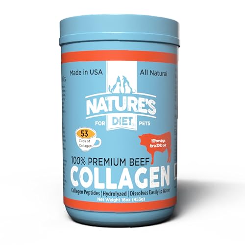 Nature's Diet Beef Collagen Peptides Type 1 for Dogs & Cats, Joint, Digestion & Skin Health Support, Premium Human Grade, Grass fed