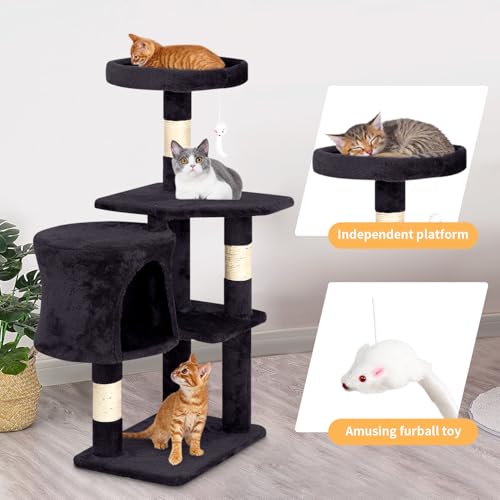 Image of BestPet | 36 inch Cat Tree Tower | Dark Gray | Sturdy Multi-Level Cat Tree