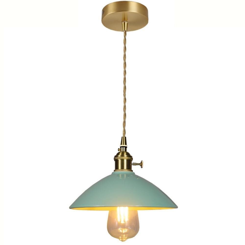 SYAXVOM Nordic Mint Green Ceramic Chandelier - 1-Light E27/E26 Pendant Light Fixture for Kitchen, Bar, and Dining Room