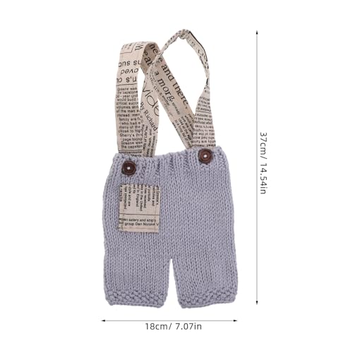 LUOZZY 1 Set Newborn Newspaper Boy Photo Outfit with Crochet Suspenders and Beret for Photography and Cosplay by LUOZZY - Image 2