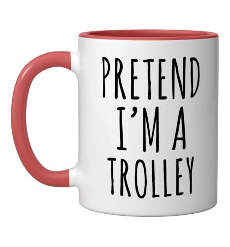 Halloween Costume Pretend I'm A Trolley Simple Easy Ceramic Mug, Red/White