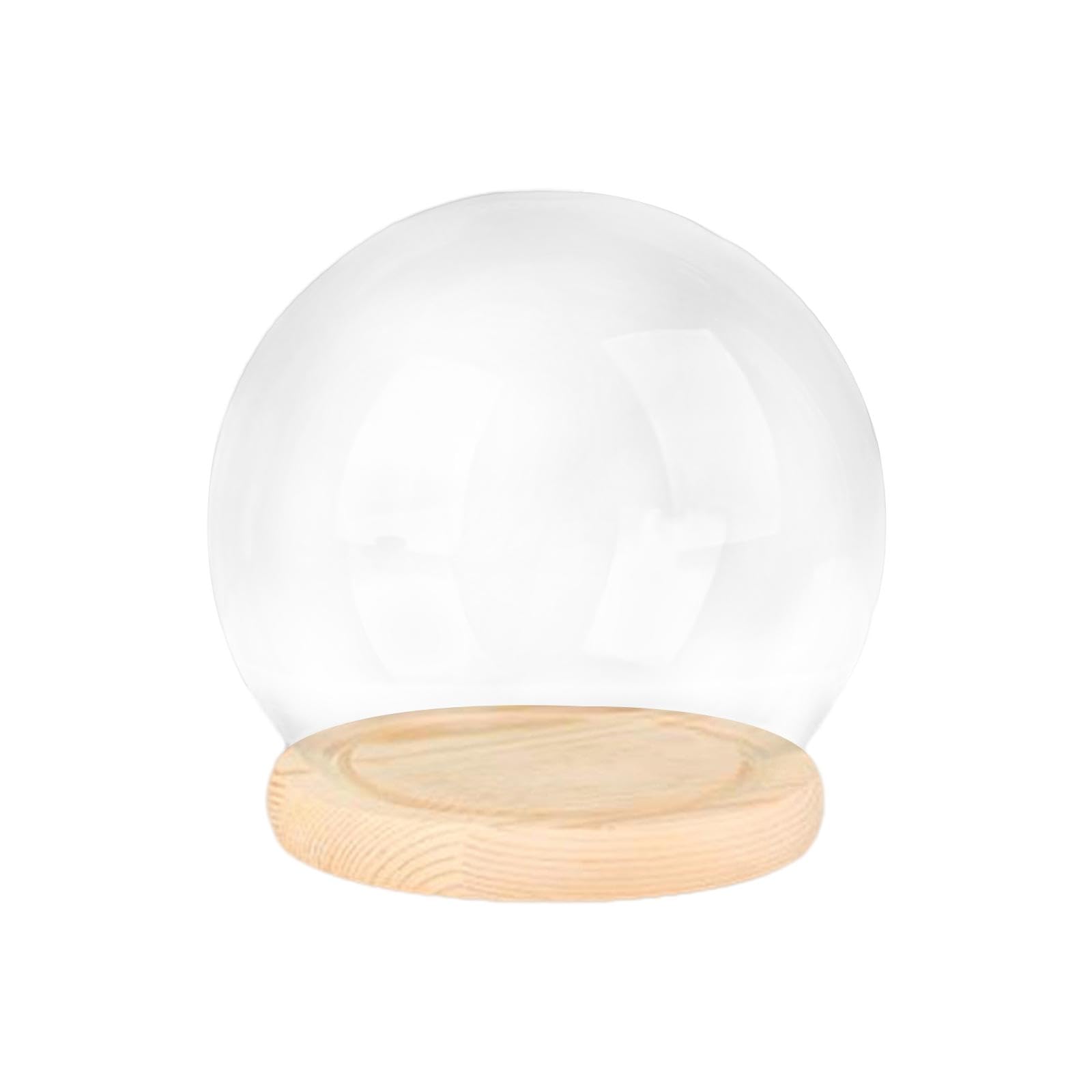 Ausstellungskuppel mit Holzsockel, Glaskuppel, Terrariensockel, Puppenhaus-Dekoration, staubdicht, DIY-Klarglas-Cloche-Kuppel für Hochzeitsfeier, 15 cm Holzsockel