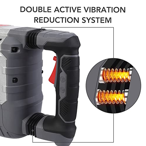 14-Amp 30-Pound Sds-Hex Jack Hammer,1-1/8" 2000W Corded Electric Heavy Duty Demo Demolition Chipping Hammer Concrete/Pavement Breaker With Carrying Case Flat Chisel Bull Point Chisel #TOP4