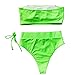 ZGMYC Women 2 Piece Sexy Underboob Cut Out Bikini Swimwear Fashion Patchwork Bathing Suit (Neon Green, Small)