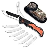 LANCERGEAR Hunting Knife, Skinning Knife, Outdoor Pocket knives with Replaceable 3.5'' Blades, Deer