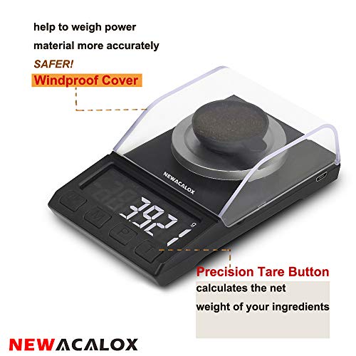 Milligram Scale With Usb Supply, Newacalox Reloading Scale 100 X 0.001G, High Precision Portable Multifunction Lab Powder Scales With Calibration Tare Weights, Tweezers, Weighing Pans Black #TOP5