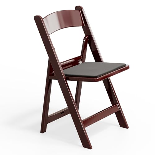 VINGLI Resin Folding Chairs with Cushion, Foldable Plastic Chair with Comfortable Padded Seats, Perfect for Event Party Indoor Outdoor, Reddish Brown, 1 PC