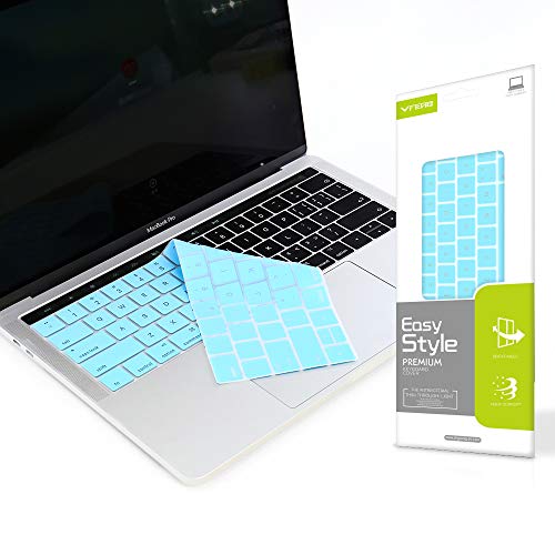 Vfeng Ultra Thin Soft Silicone Keyboard Skin For 2016 2017 2018 2019+ Macbook Pro 15 Inch With Touch Bar (Model: A1707/A1990) And Macbook Pro 13 With Touch Bar (Model: A1706/A1989/A2159)-Peacock Blue #TOP5
