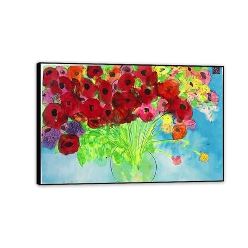 Coquelicots Walasse Ting tableau peinture sur toile compact contre les murs vides