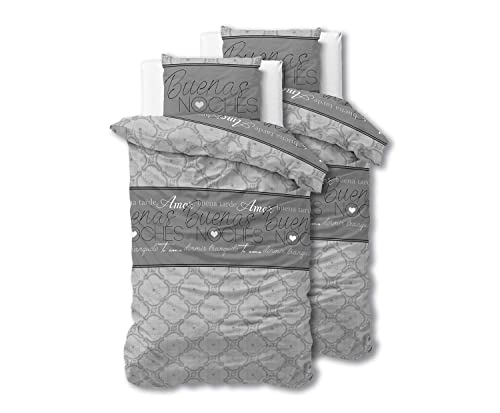 Sleeptime Bettwäsche 4teilig 135cm x 200cm 4teilig grau - Buenas - weich &...
