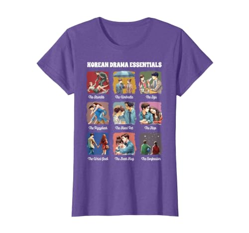 K-Drama Lovers K-Drama Vibes Korean Drama Essentials T-Shirt, Women, Purple Heather, Medium