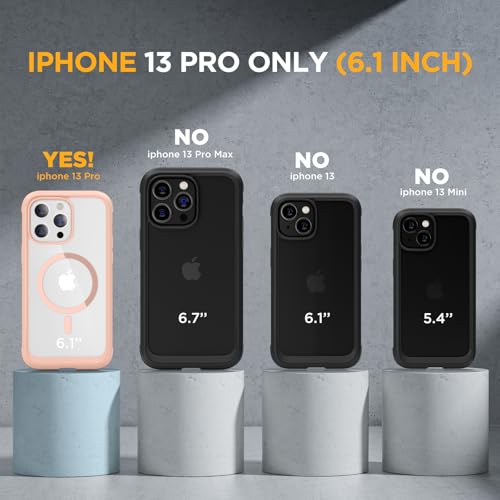 Image of Miracase for iPhone 13 Pro Case 6.1 inch,Full-Body Protection,Clear Bumper Case with Built-in 9H Tempered Glass Screen Protector,Military-Grade Drop Protection Outdoor Phone Case for iPhone 13 Pro,Pink