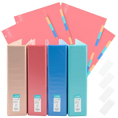 Yoobi 2 inch binder and 8 tab dividers set (4 pack)