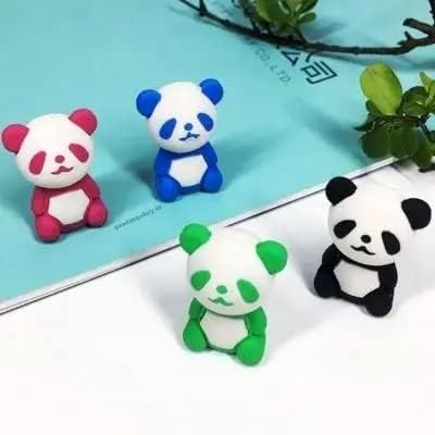 Image of AK Store (Pack of 4) 3D Cute Cartoon Shape Rubber Pencil Erasers, School Stationery for Kids, Boys Girls, Birthday Return Gifts (Panda)