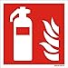 Hochwertiges Feuerlöscher Schild Feuerlöscher-Symbol-Schild F001,Gr.: 50 x 50 mm, mit selbstklebender Folie rot, Symbol nach ISO 7010 DIN EN ISO 7010