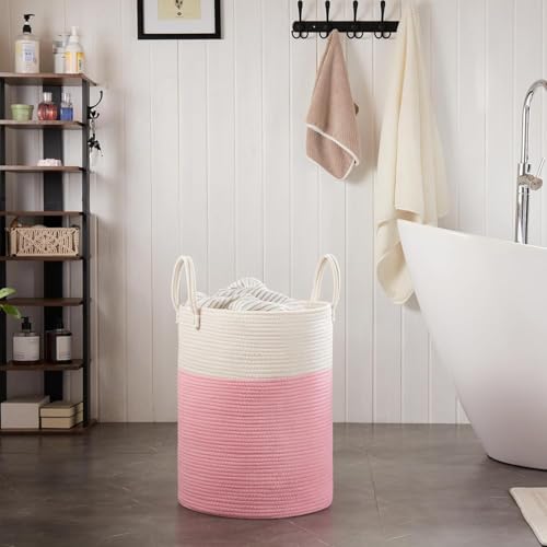 Image of Laundry Basket for Clothes | Toy Storage Basket | Washing Clothes Storage Basket | Cotton Rope Basket | Multi-Purpose Use Large Basket | Dirty Cloth Baskets Jute | 33x33x38 cm