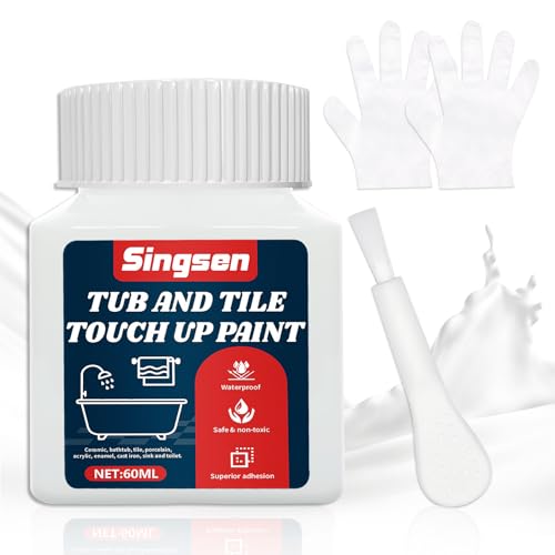 Peinture pour baignoire et carrelage, peinture blanche de 60 ml pour baignoire, stylo à retouche blanche pour ébréchures, éraflures, fissures et taches sur carrelage, salle de bains, porcelaine, émail