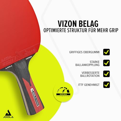 Foto von JOOLA Carbon Tischtennisschläger ITTF zugelassener Profi Tischtennis-Schläger für Fortgeschrittene Spieler - Carbowood Technologie, Speed, 5-teilig