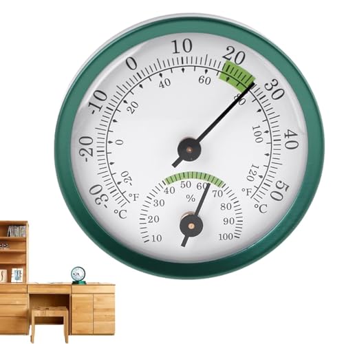 Monitor de humedad para uso en interiores, sin batería, termómetro con gancho en la parte posterior, termómetro interior y exterior para terraza, piscina e interiores