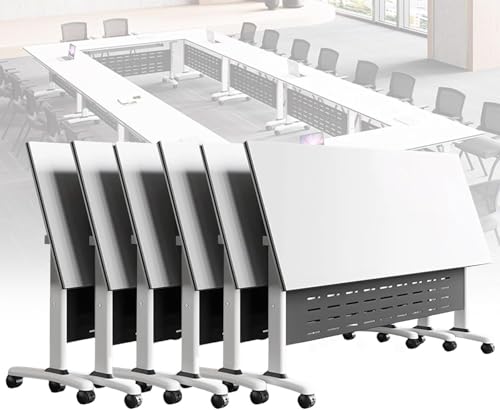 Moderno escritorio plegable para computadora, mesa rectangular de 71 x 23.6 pulgadas con parte superior de madera resistente y marco de metal, perfecto para oficina en casa, espacios de trabajo