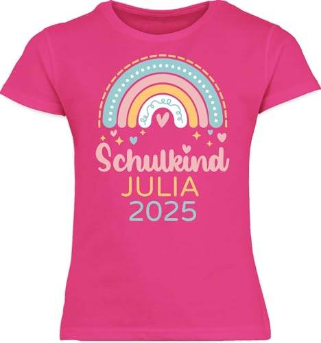 T-Shirt Mädchen - Einschulung - Schulkind 2025 Regenbogen - 140 (9/11...