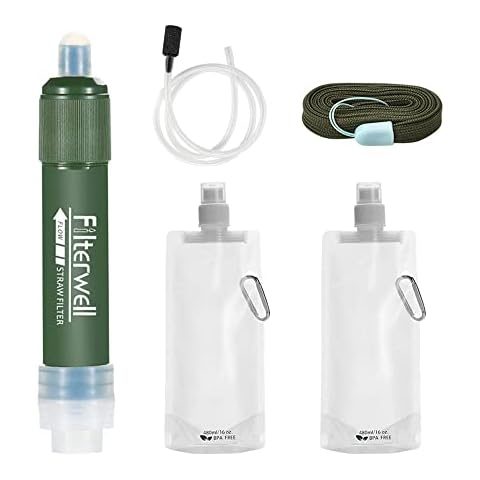 Swetup Persönliche Outdoor Wasserfilter, 4000L Aktivkohle Wasserfilter Camping Cover