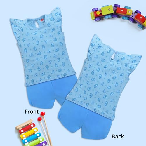 Image of LuvLap Baby Girls Regular Fit 100% Cotton Half Sleeves Girls Top CoSet Pack of 3