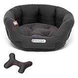 Doctor Bark - Hundebett rund - kuscheliges Hundekörbchen Mittelgroße Hunde mit orthopädischem Wendekissen und Toy-Bone - Waschbar bis 95°C - Made in Germany (M - 50x40 cm, Grau)