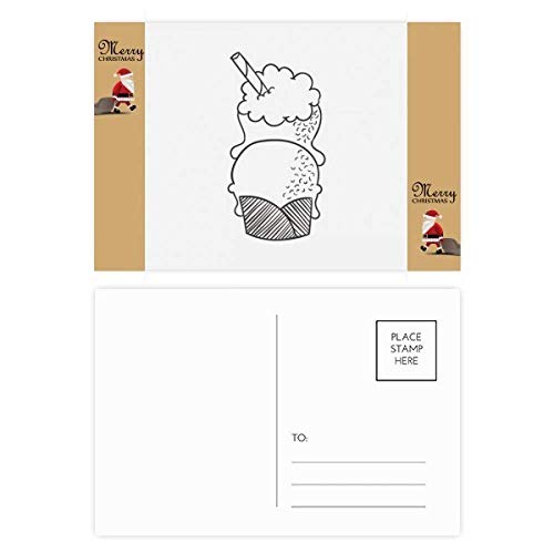 Carte postale Père Noël Père Noël Contour Noir x20 pour remerciement biscuits
