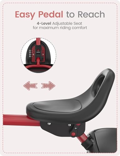 Image of besrey Toddler Tricycle with Bell, Kids Tricycle Age 18 Months to 5 Years, Kids Trike, Toddler Bike for 1.5-5 Year Olds, Baby Trike, Gifts & Toys for Boys & Girls, Red