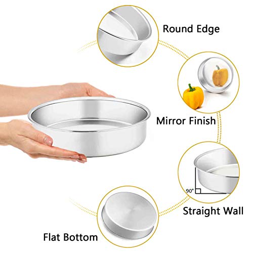 TeamFar Cake Pan, Stainless Steel Round Baking Tier Cake Pans Tins Set of 5 - Image 2