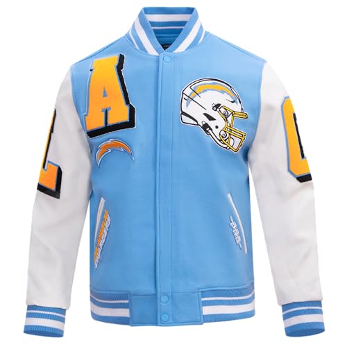 Pro Standard Mens NFL Los Angeles Chargers Mash Up Varsity Jacket University Blue/White M