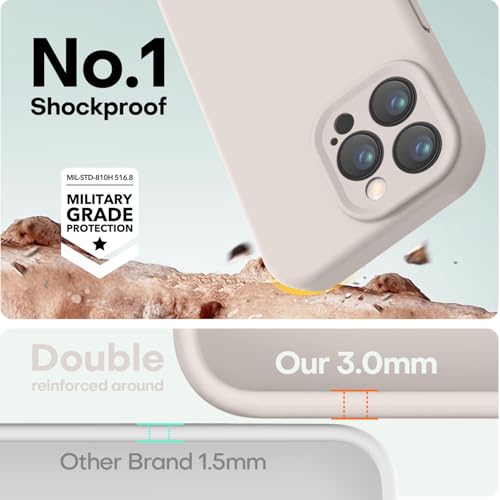 Image of LOVE 3000 Designed for iPhone 15 Pro Case, Premium Silicone with [Soft Anti-Scratch Microfiber Lining] Shockproof Protective Phone Case for Men Women Girls 6.1 inch, Stone