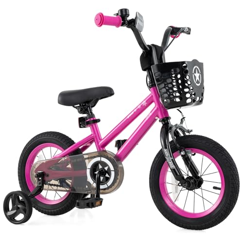 Image of BABY JOY Starry Kids Bike, 12 14 16 18 Inch Bicycle with Training Wheels, Storage Basket, Adjustable Handlebar & Seat, Handbrake & Coaster Brake, Girls Boys Bike