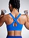 CRZ YOGA Womens Butterbreeze Criss Cross Back Sports Bra - V Neck Adjustable Straps Padded Wireless Workout Training Crop Top Sparkle Blue Medium