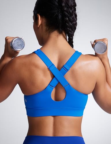 Image of CRZ YOGA Butterbreeze Cross Back Sports Bras | Medium Support, Removable Pads, Training, Fast Dry, Scoop Neck, Cut-Out, Adjustable Wide Straps, for Women