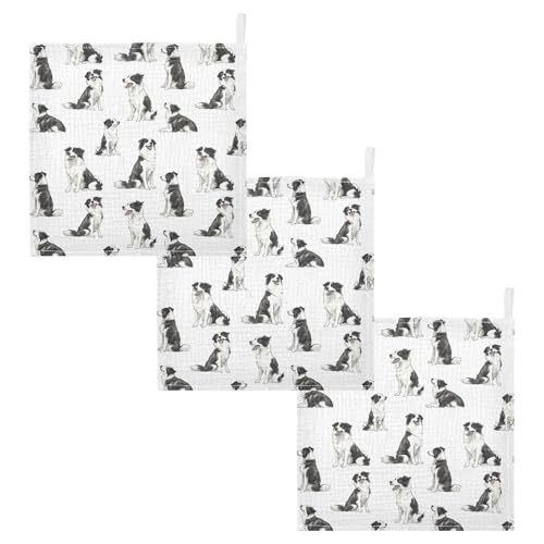 Image of vvfelixl Border Collies Poses Baby Burp Cloths Baby Muslin Washcloths for Boys Girls Cotton Babys Face Towel for Newborn Infants Soft and Absorbent 11.8 X 11.8 in, 5 Pack