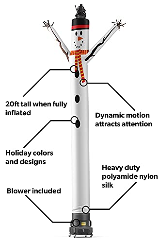 Lookourway Air Dancers Inflatable Tube Man Set - 20Ft Snowman Wacky Waving Inflatable Tube Guy With 18-Inch Diameter Blower - Christmas Holiday Promotion #TOP2