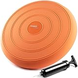 PRODUKT - 1 x POWRX Sitzballkissen mit praktischer Pumpe I Farbe: Orange I Durchmesser: 33 cm I Dicke: ca. 6 cm I Inkl. Link Trainingsbibliothek mit über 360 Übungen per Mail in Ihrer Versandbestätigung und Rechnung.
