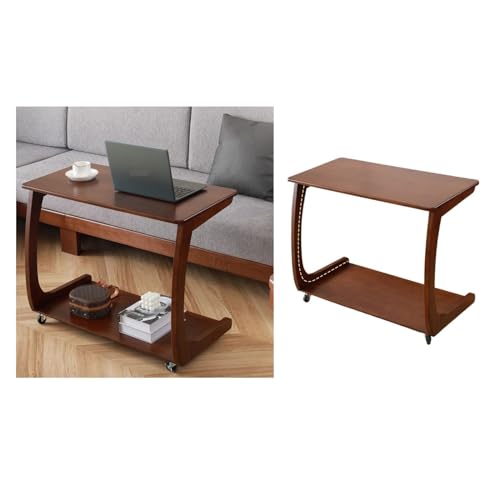 ZENGXJYCQINGJIANG Mesa Auxiliar Mesa de té móvil de Madera, Mesa Auxiliar con Ruedas for sofá, Mesa de Centro pequeña for Sala de Estar, mesita de Noche, Mesa con Ventana salediza Dormitorio