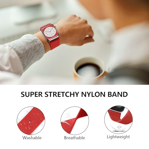 Image of 4 Pack Stretchy Solo Loop Compatible with Apple Watch Bands 38mm 40mm 41mm 42mm 44mm 45mm 46mm 49mm Women Men, Sport Nylon Elastic Straps Wristbands for iWatch Series 11 10 9 8 7 6 5 4 11 Ultra /SE 3 2